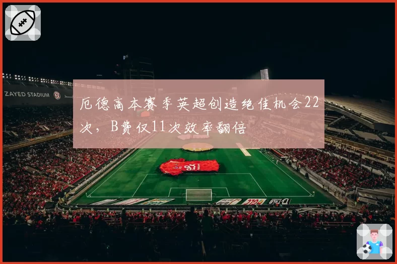 厄德高本赛季英超创造绝佳机会22次,B费仅11次效率翻倍